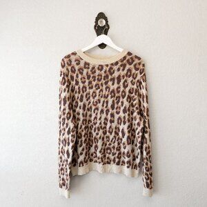 A New Day XL Leopard Print Sweater Crew Neck Animal Print